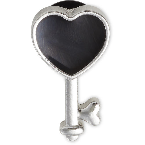 Jibbitz™ Silver and Black Heart Key