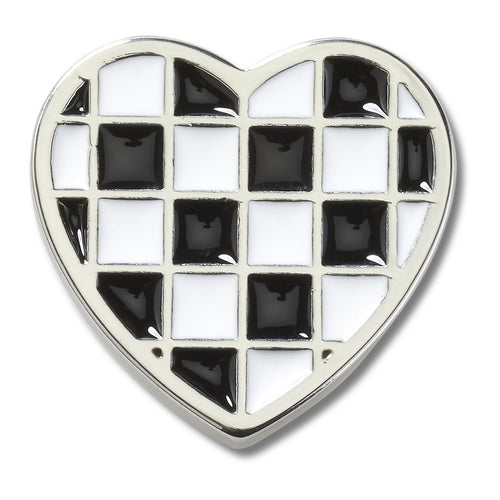 Jibbitz™ Silver Checkerboard Heart