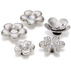 Jibbitz™ Monochrome Silver Flowers 5 Pack