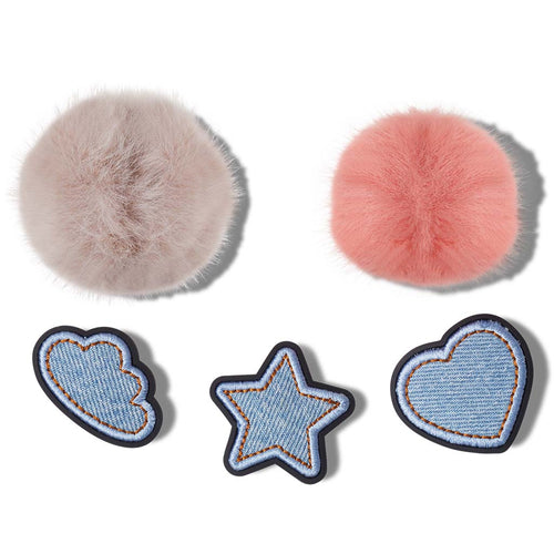 Jibbitz™ Denim and Pink Puff 5 Pack