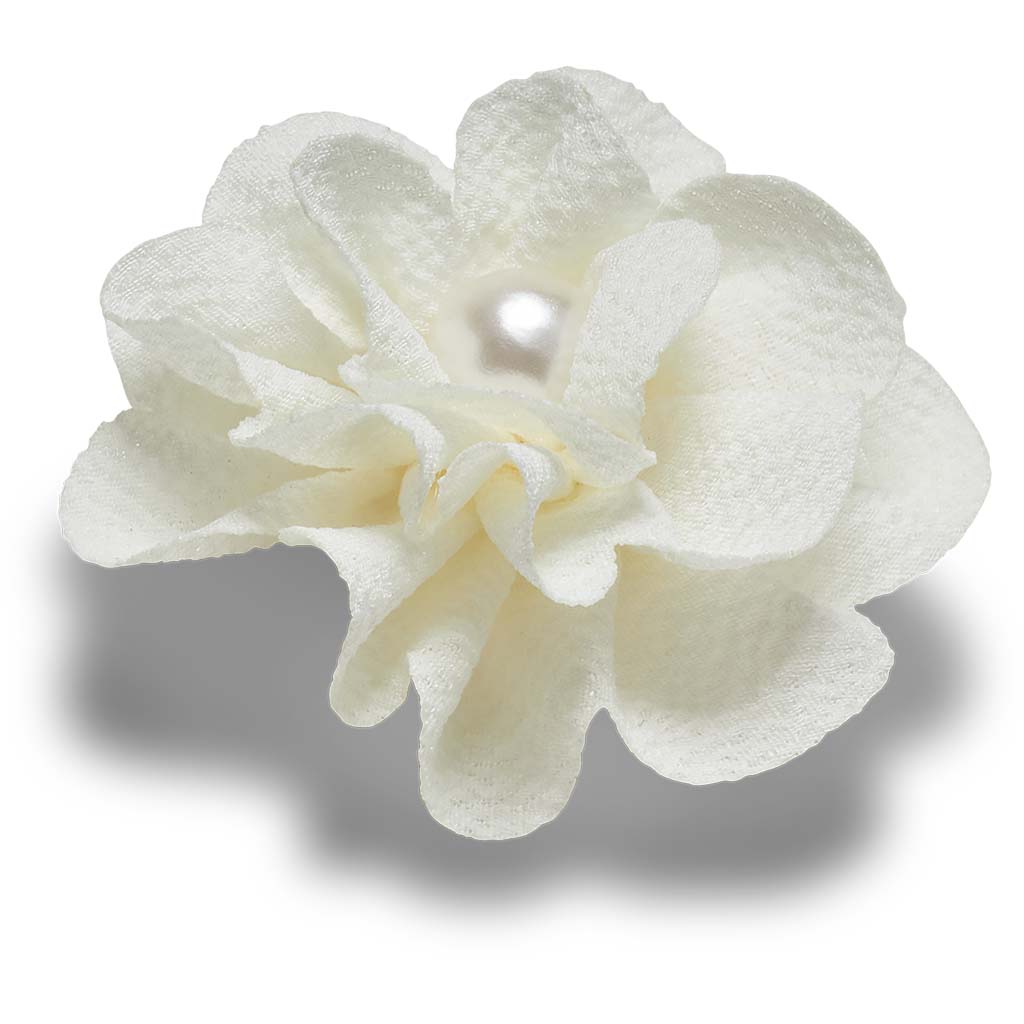 Jibbitz™ White Fabric Flower With Pearl