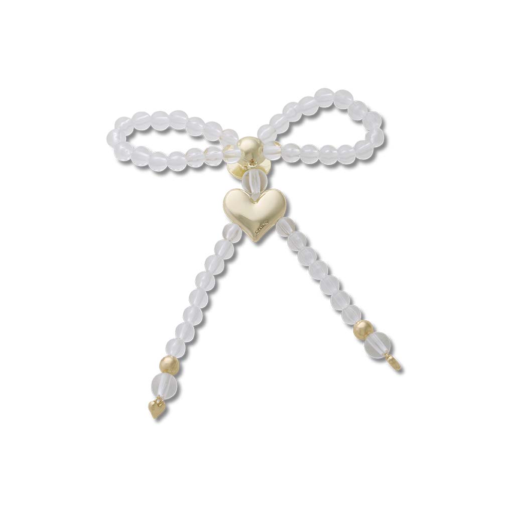 Jibbitz™ Beaded Bow with Gold Heart