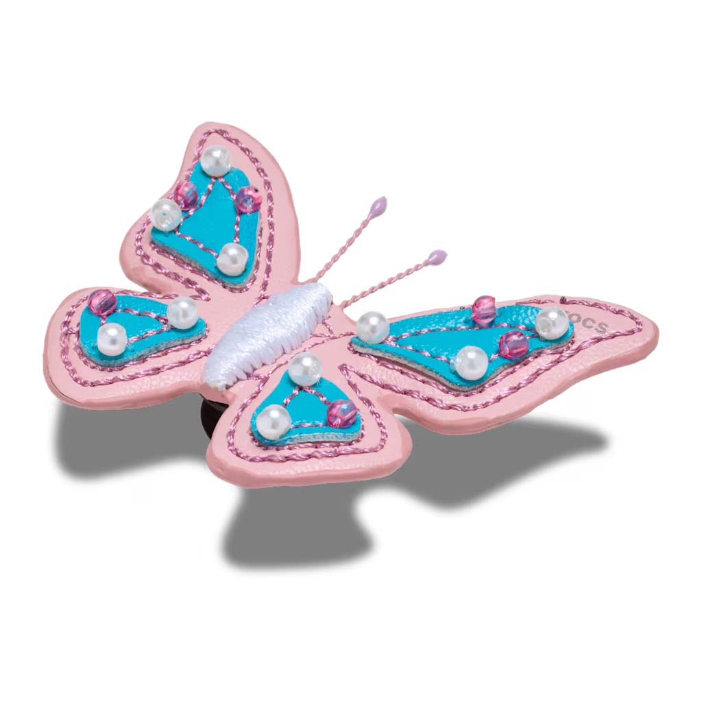 Jibbitz™ Faux Leather Pink Butterfly