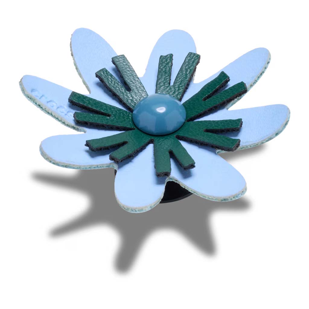 Jibbitz™ Faux Leather Blue Flower