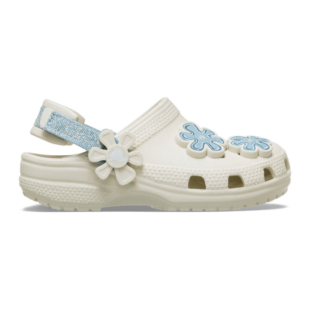 Classic Denim Flower Adjustable Backstrap Clog T
